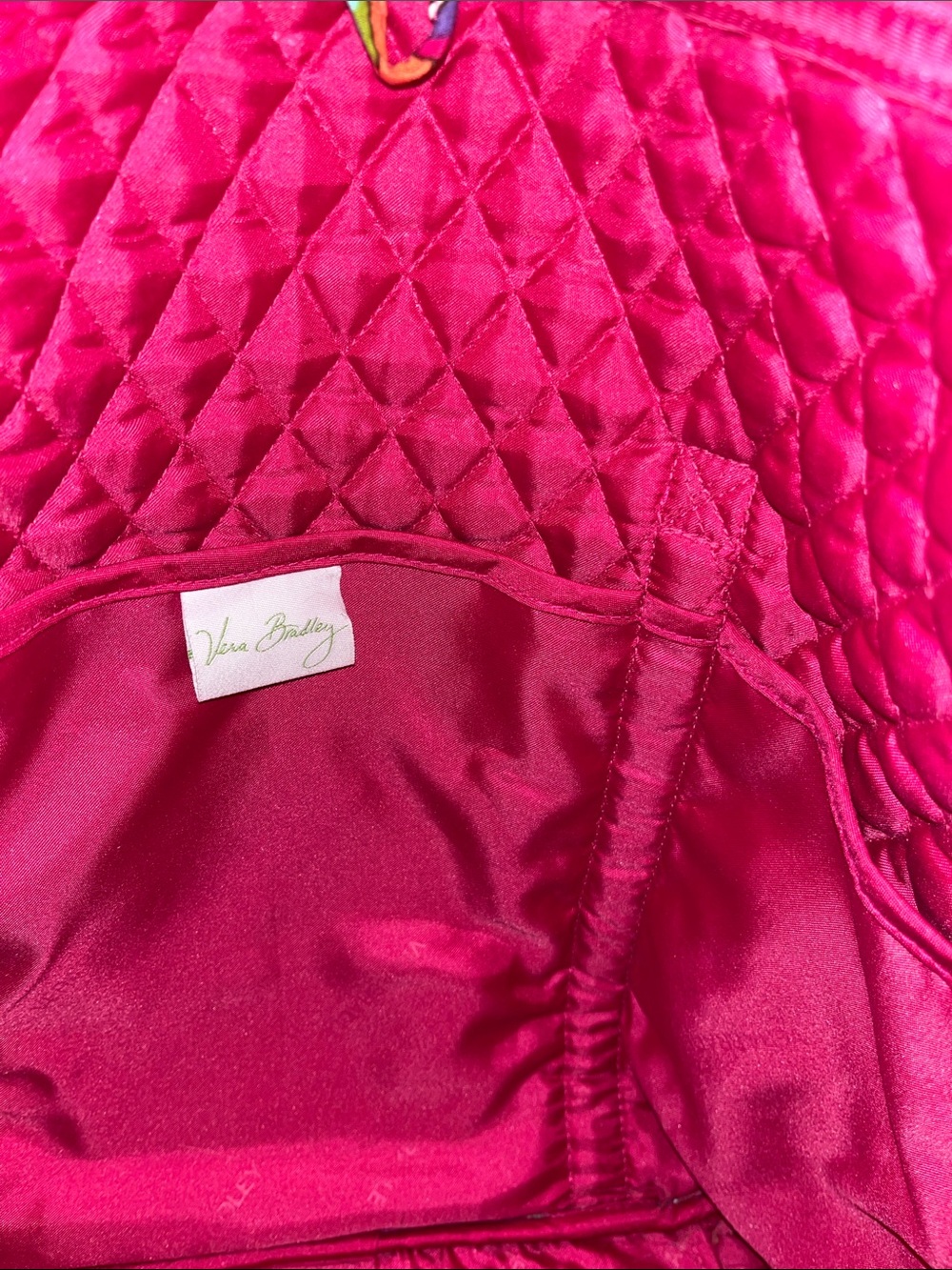 Vera Bradley Hot Pink Paisley Quilted Tote with Teal & Orange Accents - Picture 5 of 6